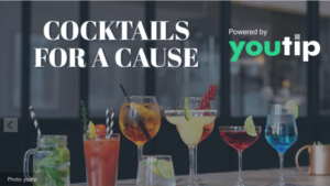 Drinks in different classes saying Cocktails for a Cause youtip