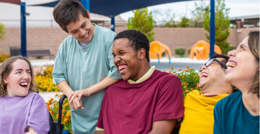 Image of people laughing and enjoying outdoor